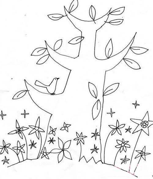 春天的大树简笔画春天大树简笔画图片幼儿园春天的植物简笔画:春天的