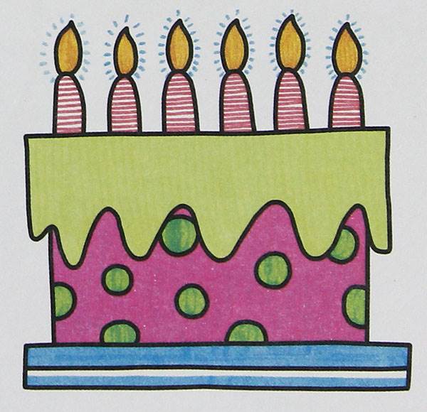 生日蛋糕涂色简笔画图片