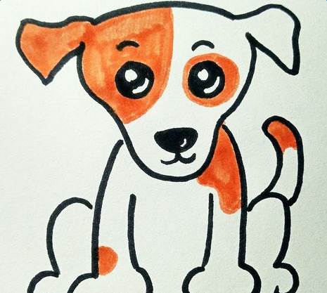 狗的简笔画简单又涂色图片