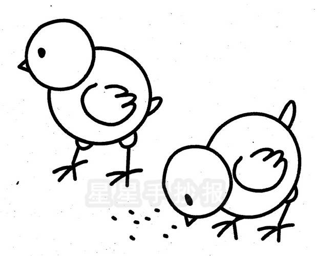 六步画出小鸡简笔画彩色图片儿童画小黄鸡简这是一组小鸡简笔画的内容