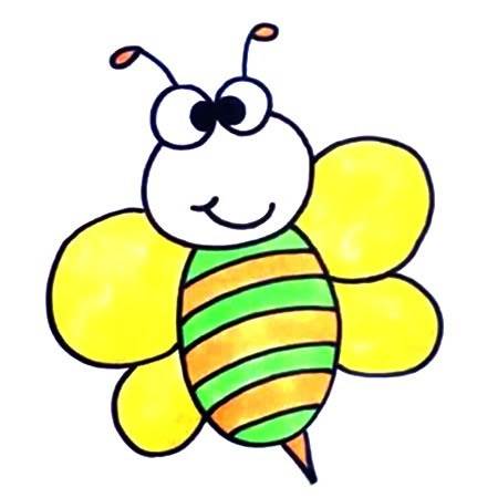蜜蜂简笔画可爱彩色图片