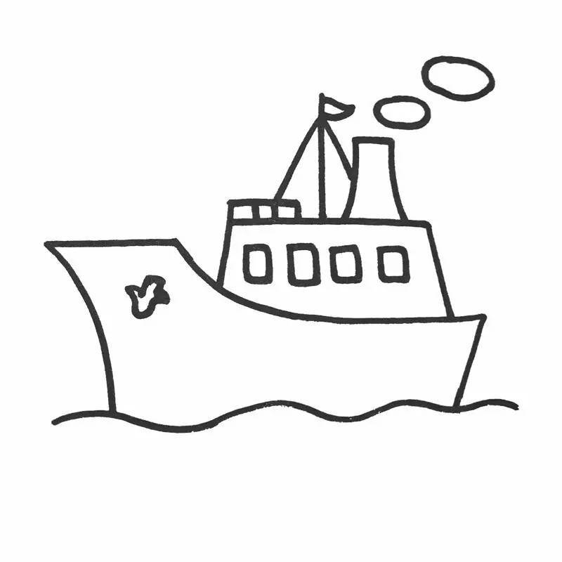 画简单的轮船图片