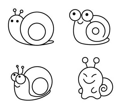 蜗牛简笔画 可爱 简易图片