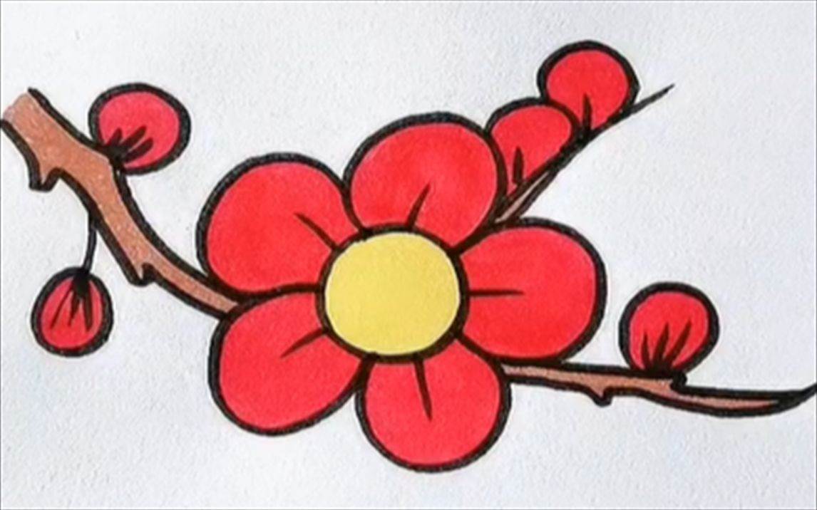 一朵梅花简笔画带颜色图片