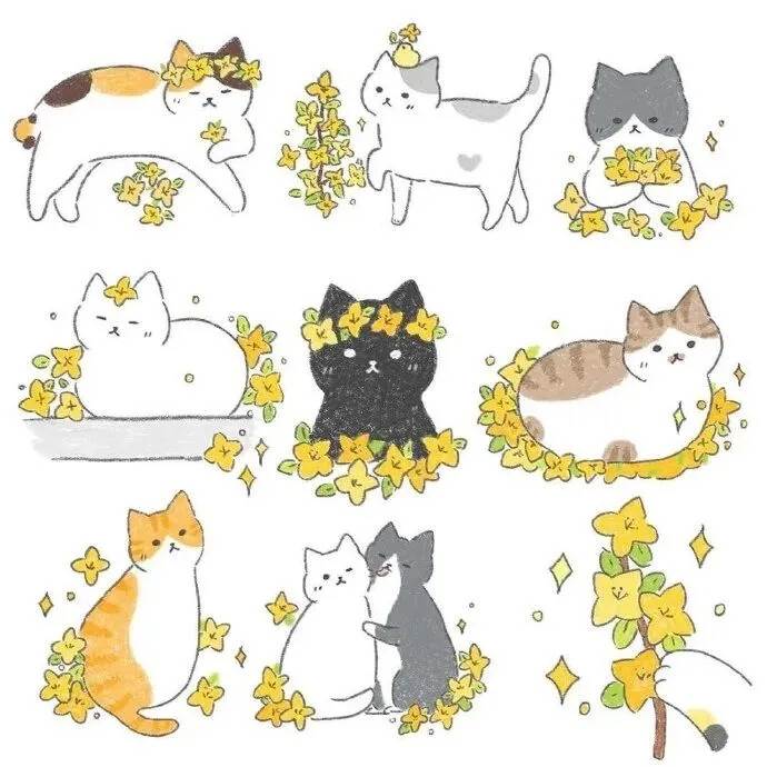 萌猫简笔画大全可爱图片