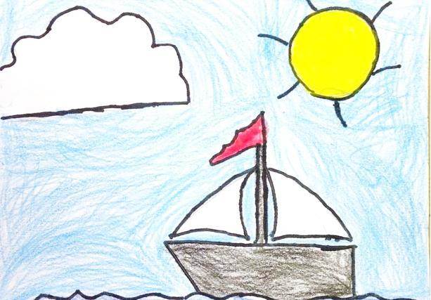 儿童简笔画:沙滩海鸟小帆船等,好一派夏日气息!