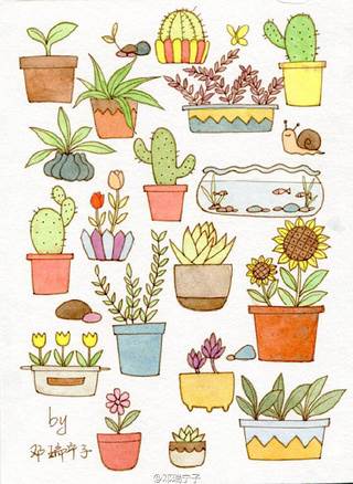 植物图画简单漂亮手绘图片