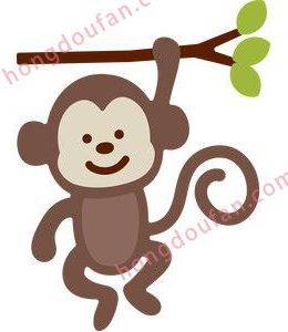 猴子挂树上简笔画彩色图片