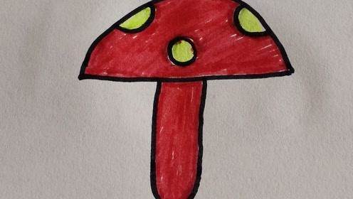 红色蘑菇简笔画图片