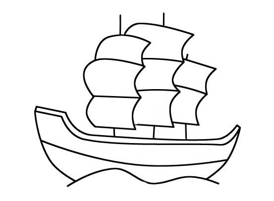 画帆船简笔画简单图片