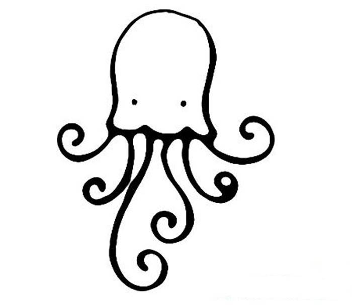 恐怖巨型章鱼简笔画图片