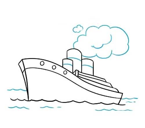 芳草简笔画丨船,飞机,轮船,汽车,坦克海上轮船交通工具简笔画步骤图片