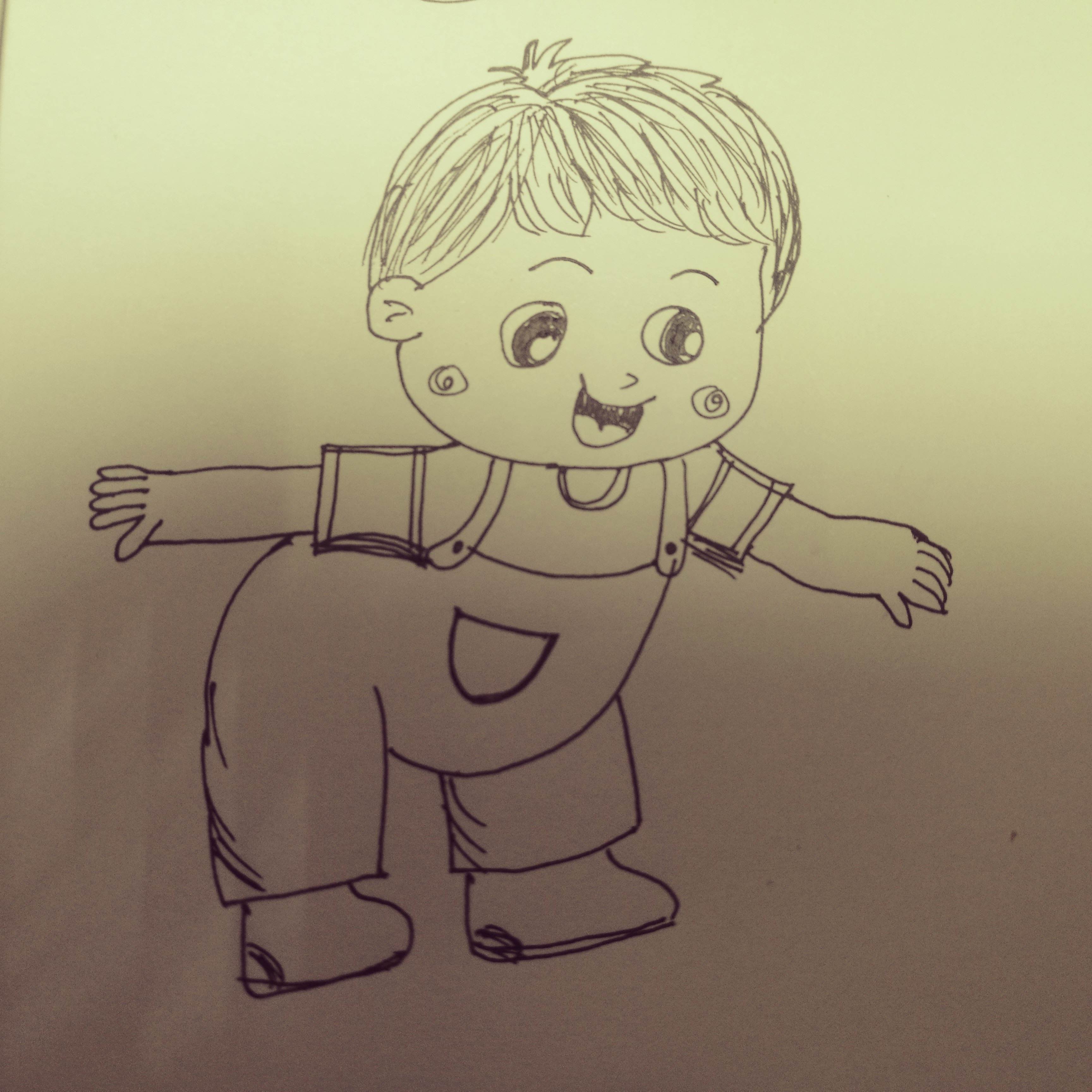 婴儿卡通简笔画 男孩图片