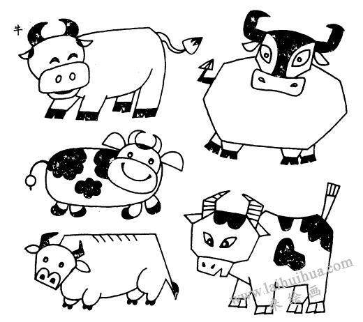 拜年的牛简笔画图片