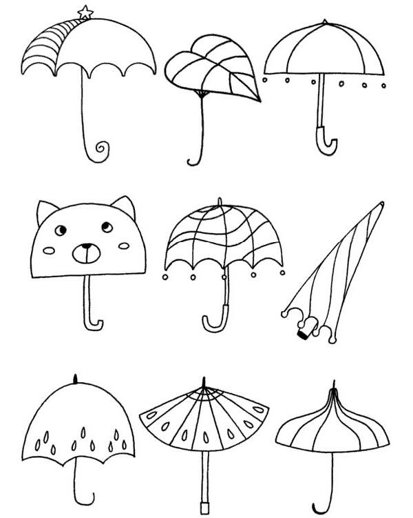 卡通雨伞图片简笔画图片