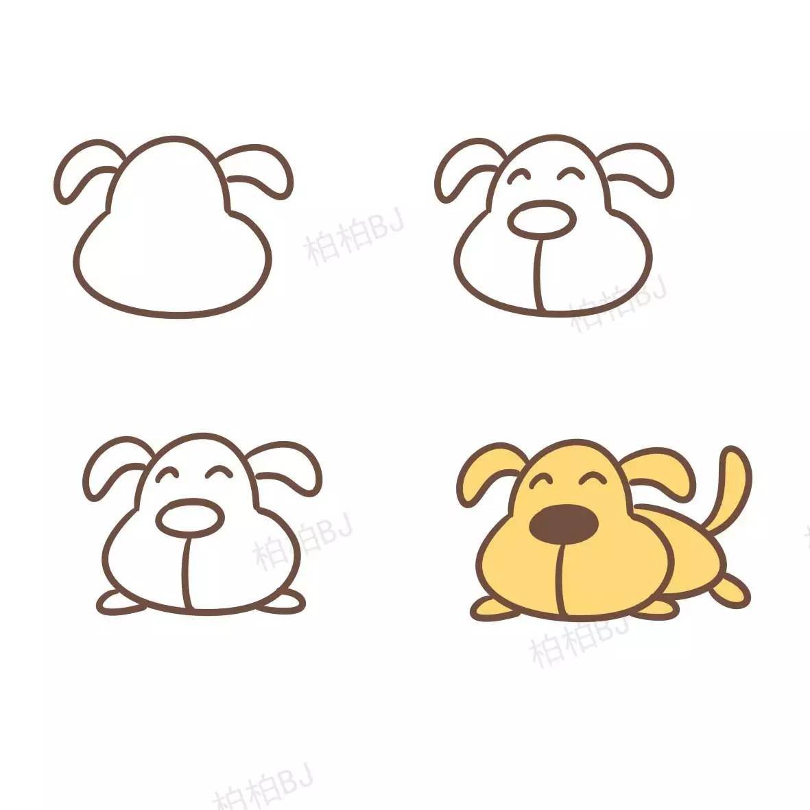 简单可爱的狗狗简笔画（by：teraoka_natsumi）|简笔画|狗狗_新浪新闻