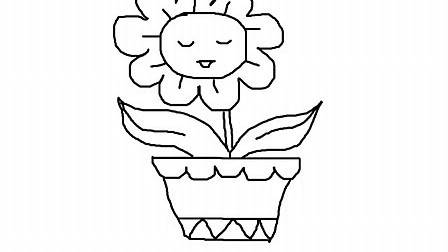 植物简笔画简单花盆图片