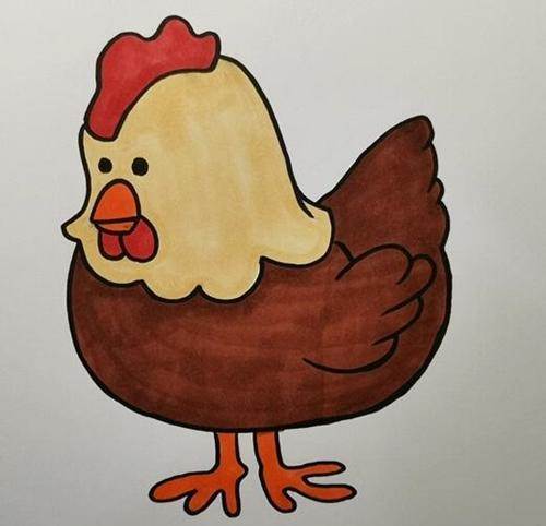 母鸡简笔画彩色简单图片