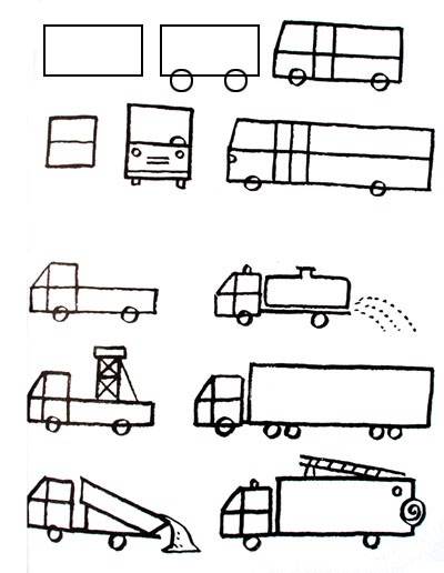 卡车画法简笔画图片