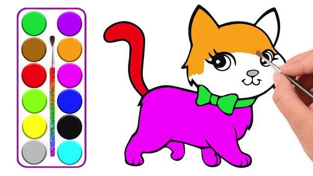 猫简笔画彩色画法图片