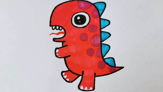 恐龙简笔画卡通彩色图片