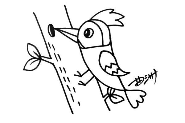 啄木鸟简笔画 啄木鸟简笔画简单