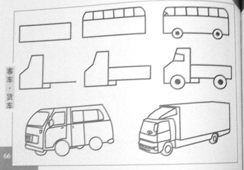 简笔画大卡车的画法图片