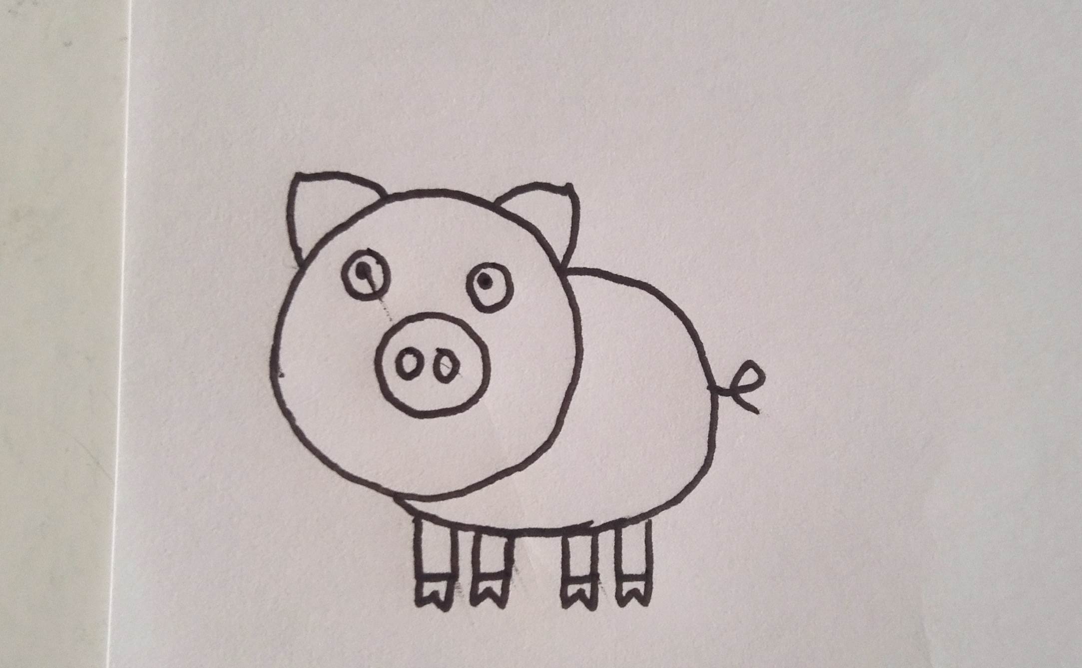 卡通小猪简笔画 简单图片