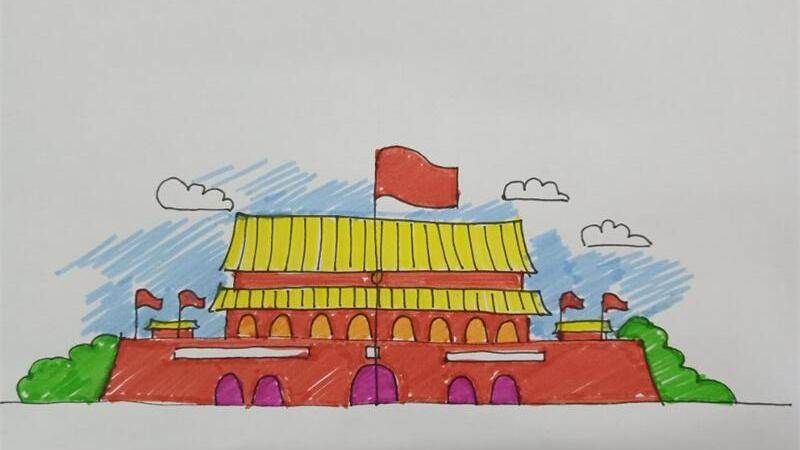北京天门的简笔画 北京天门简笔画画法