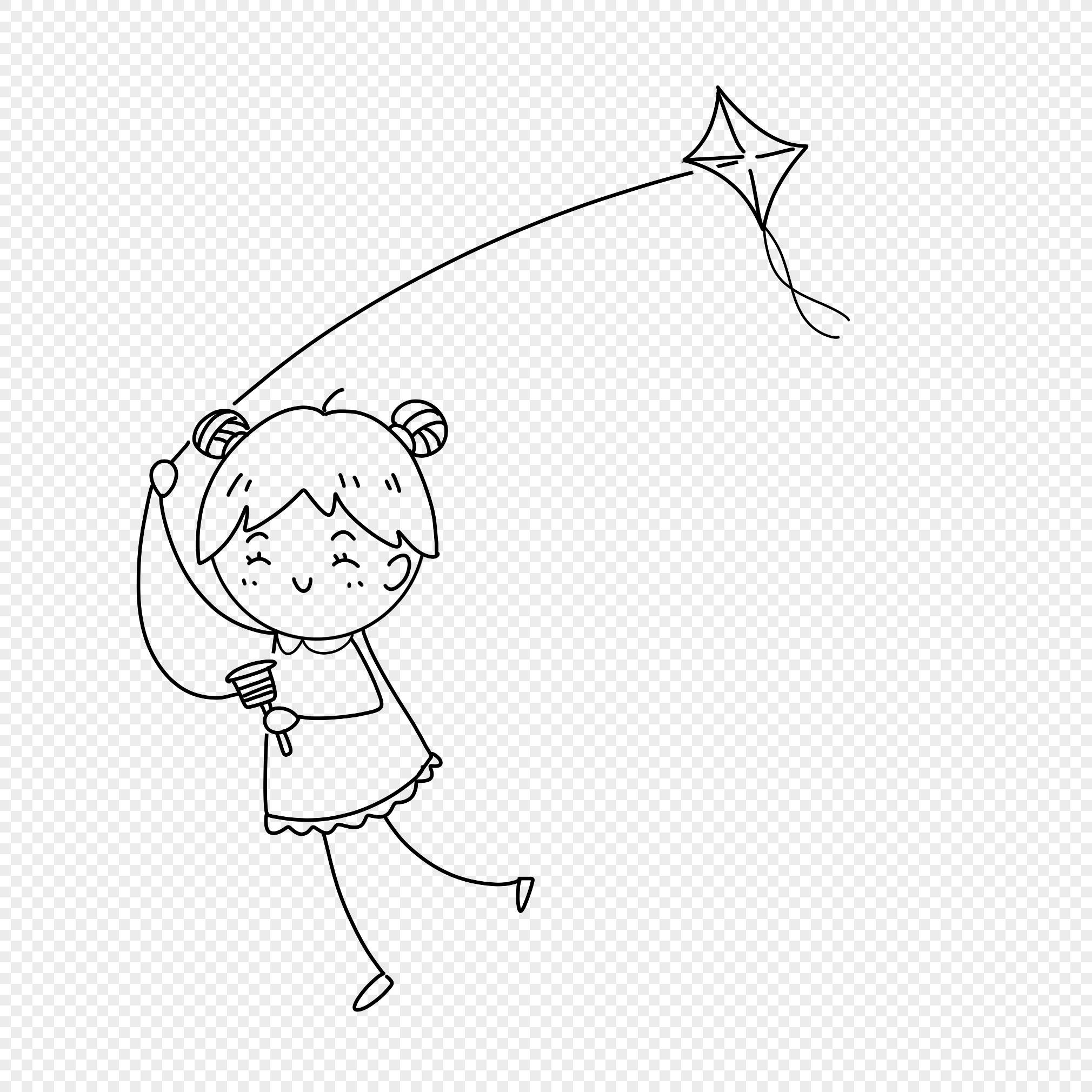 小朋友放风筝的画法图片
