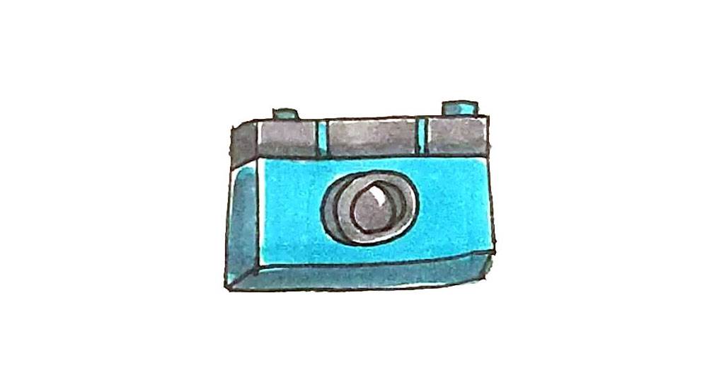 相机可爱简笔画颜色图片