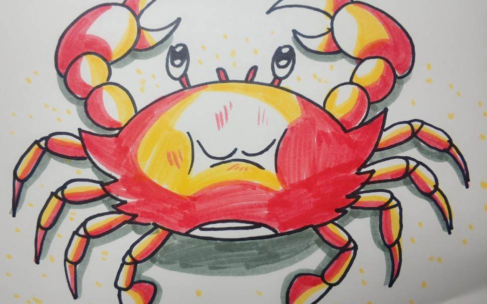 螃蟹简笔画涂色上色图片