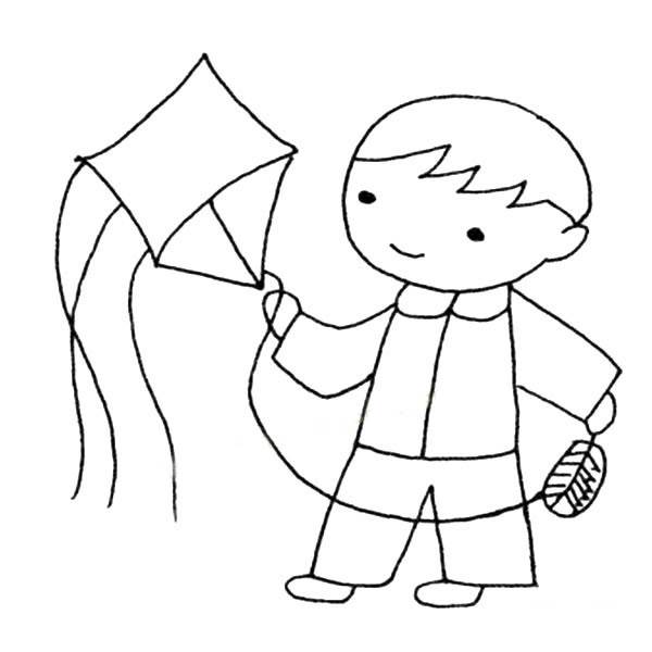 一个小孩放风筝简笔画图片
