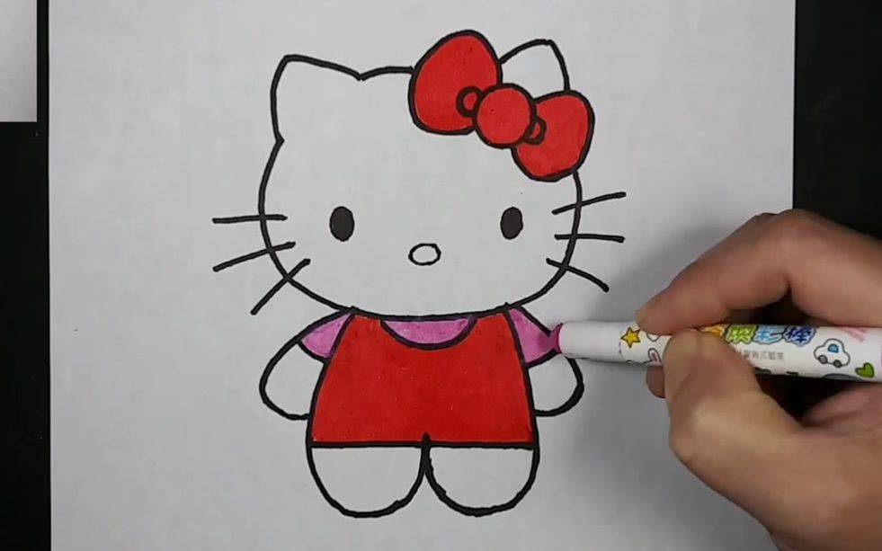 kitty猫简笔画彩色一只图片