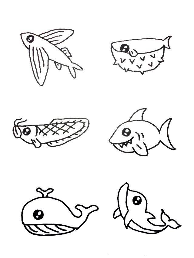 海里有什么动物简笔画图片