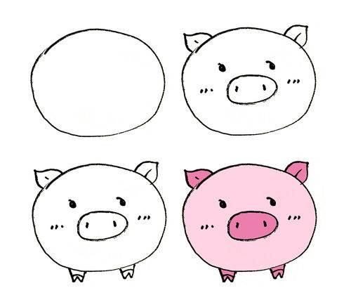 十二生肖猪可爱简笔画图片