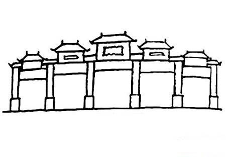 北京明城墙简笔画图片