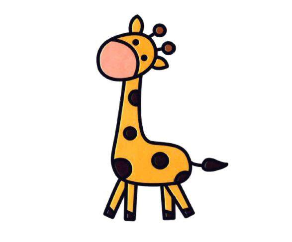 长颈鹿简笔画彩色可爱图片