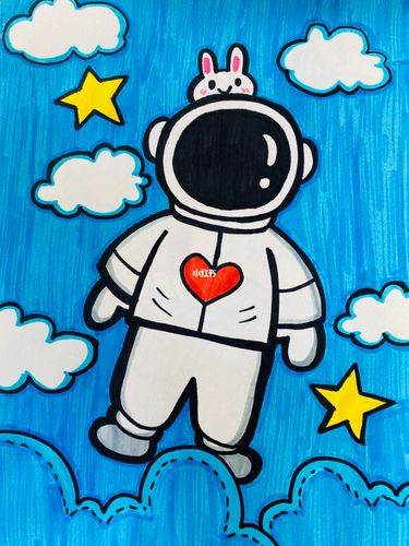 宇航员简笔画法可爱图片