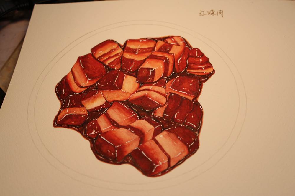 盘子里的肉简笔画图片