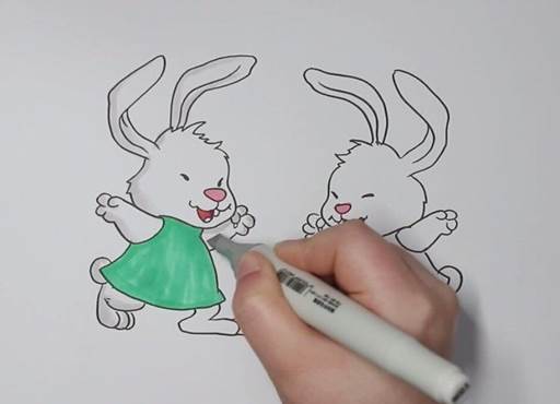 小兔子的家简笔画彩色图片
