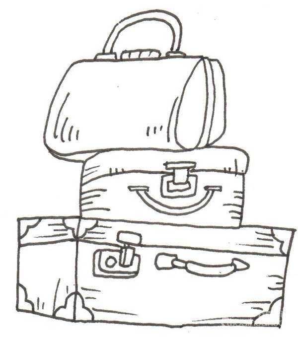 行李箱简笔画拉杆图片