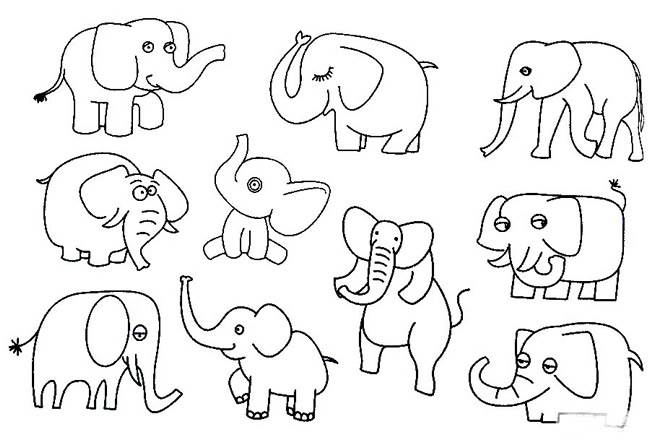 大象简笔画 背景图片