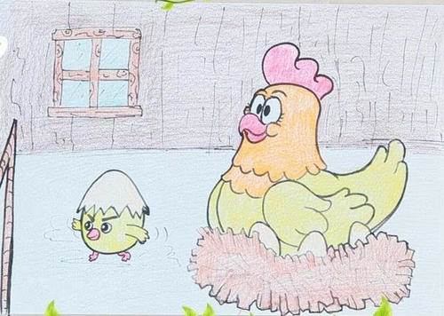 公鸡母鸡简笔画彩色图片
