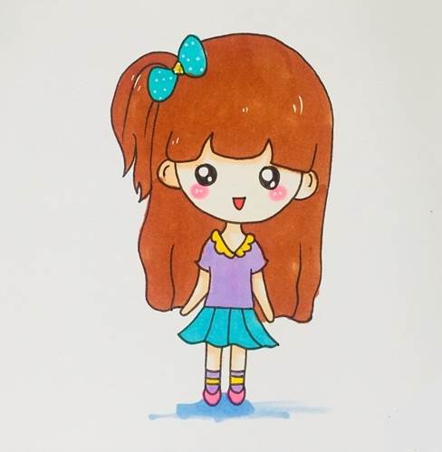 可爱的蝴蝶结小女孩卡通动漫简笔画这是一组可爱的小女孩简笔画的内容