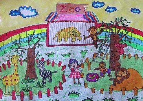 动物园简笔画 彩色图片