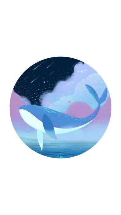 梦幻鲸鱼简笔画彩色图片