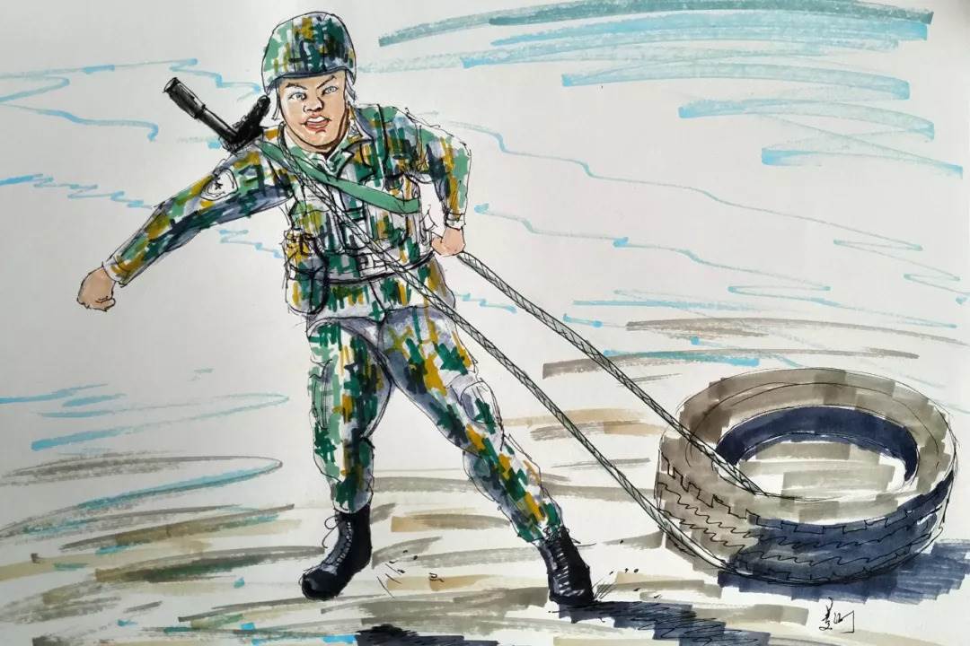 军人打仗怎么画马克笔图片