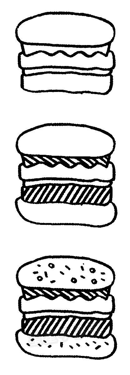 牛肉汉堡简笔画图片