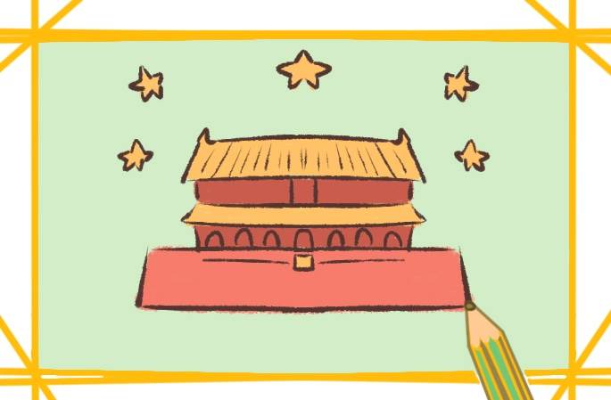 动漫素材北京天安简笔画带颜色这是一组天安城门图片简笔画涂色的内容